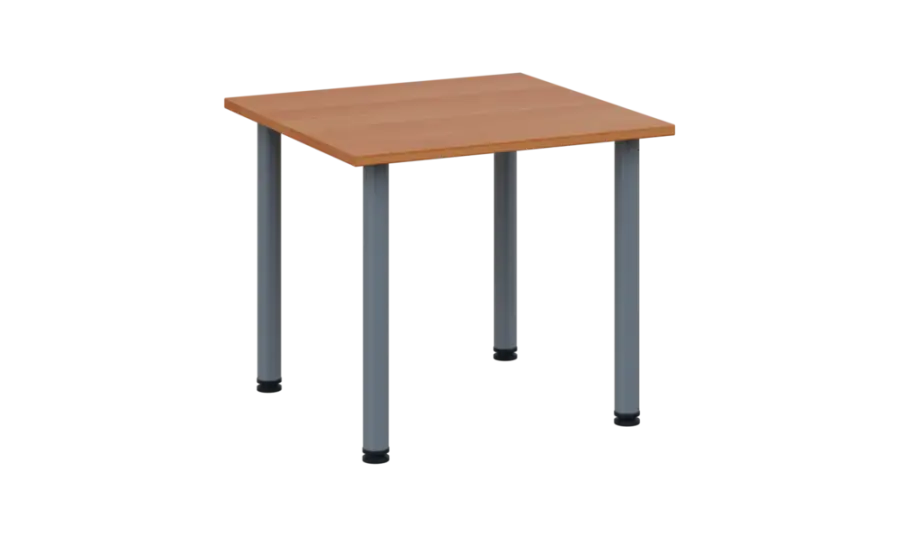 CRTR 80 jídelní stůl, kovová podnož stříbrná, deska 25 mm, 800x800 mm, olše jantar